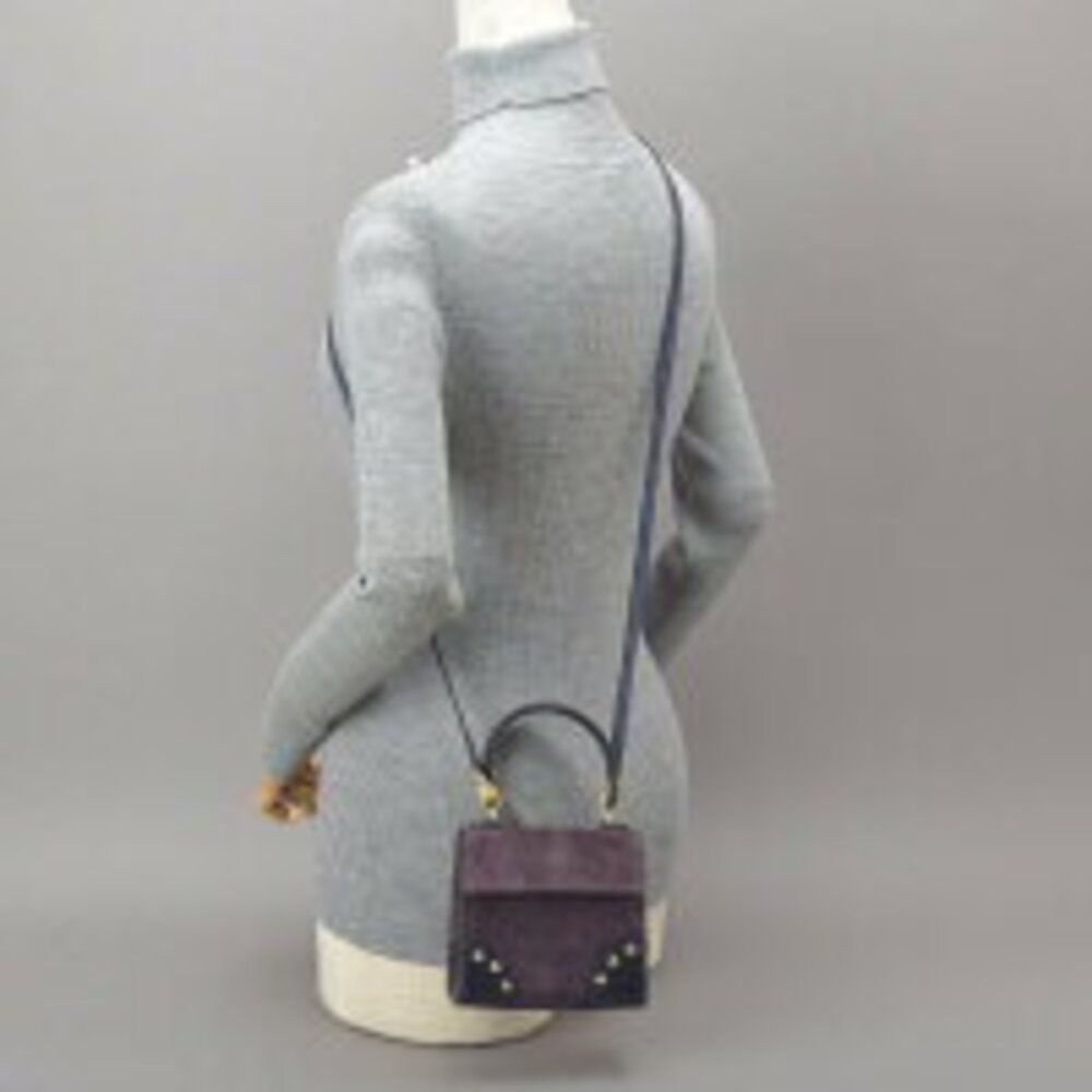 Celine shoulder bag handbag suede leather purple blue pouch crossbody - Picture 5 of 10